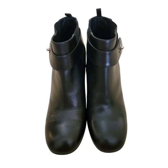 Chanel Interlocking CC Logo Black Leather Turnlock Ankle Boots Heeled 10.5 41 - Picture 5 of 12